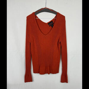 Cynthia Rowley Merino Wool Scoop Neck Sweater Orange Size L